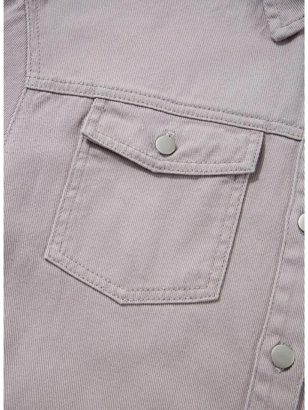 Women's Grey Denim Button Down Oversized Distressed Boyfriend Jean Jacket
